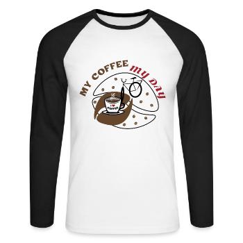 Coffee and bike - Unisex Long Sleeve Baseball T-Shirt - white/black - Front - Nik (191cm)