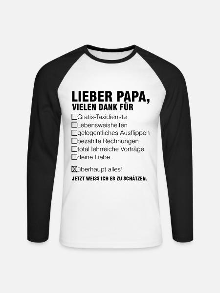 lieber Papa Vater Vatertag Vaterliebe Geschenk - Unisex Baseballshirt langarm - Weiß/Schwarz