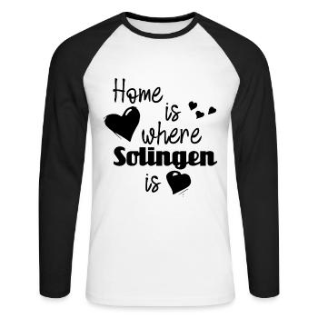 Zuhause in Solingen - Home is where Solingen is - Unisex Baseballshirt langarm - Weiß/Schwarz - Vorne - Nik (191cm)