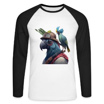 Cadeau de tête de perroquet - T-shirt baseball manches longues Homme - blanc/noir - Devant - Nik (191cm)