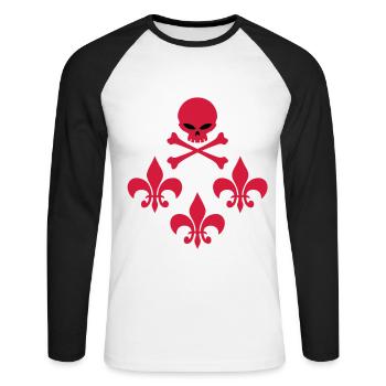 skull_lys - T-shirt baseball manches longues Homme - blanc/noir - Devant - Nik (191cm)
