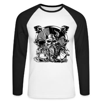 Odin Father of the Gods - Viking Gift - Unisex Long Sleeve Baseball T-Shirt - white/black - Front - Nik (191cm)