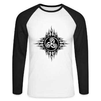 Breizh flaming - T-shirt baseball manches longues Homme - blanc/noir - Devant - Nik (191cm)