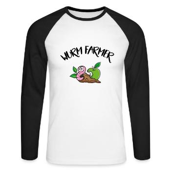 Wurm Farmer - Wurmfarmer drôle T-shirt - T-shirt baseball manches longues Homme - blanc/noir - Devant - Nik (191cm)