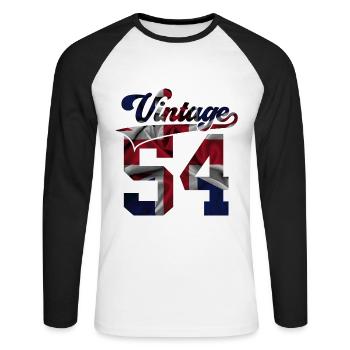 72E ANNIVERSAIRE UK MILLÉSIME 1954 - T-shirt baseball manches longues Homme - blanc/noir - Devant - Nik (191cm)