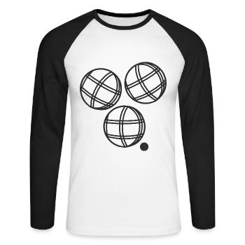 Boule Balls Sticker Boccia Pentaque - Unisex Long Sleeve Baseball T-Shirt - white/black - Front - Nik (191cm)