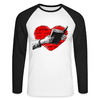 Reading books hearts - Unisex Long Sleeve Baseball T-Shirt - white/black - Front - Nik (191cm)