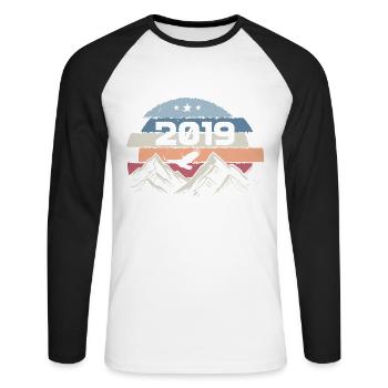 Original 2019 Millésime 2019 Anniversaire 2019 - T-shirt baseball manches longues Homme - blanc/noir - Devant - Nik (191cm)
