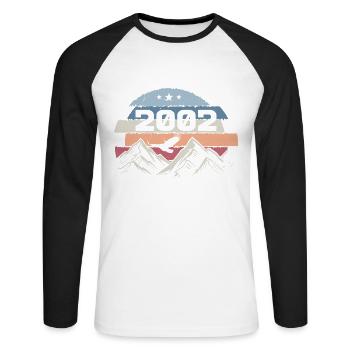 Original 2002 Millésime 2002 Anniversaire 2002 - T-shirt baseball manches longues Homme - blanc/noir - Devant - Nik (191cm)