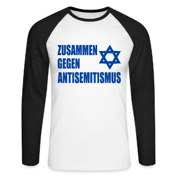 zusammen gegen antisemitismus - Unisex Baseballshirt langarm - Weiß/Schwarz - Vorne - Nik (191cm)