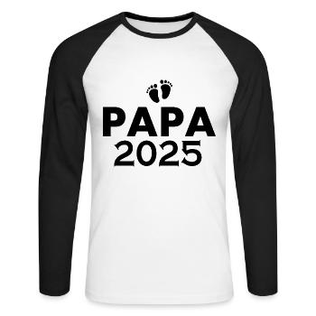 Papa 2025 - T-shirt baseball manches longues Homme - blanc/noir - Devant - Nik (191cm)