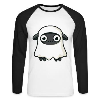 Schaf Halloween Lustig Geist - Unisex Baseballshirt langarm - Weiß/Schwarz - Vorne - Nik (191cm)