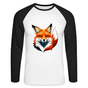 Wild Elegant fox head with foxtail - Unisex Long Sleeve Baseball T-Shirt - white/black - Front - Nik (191cm)