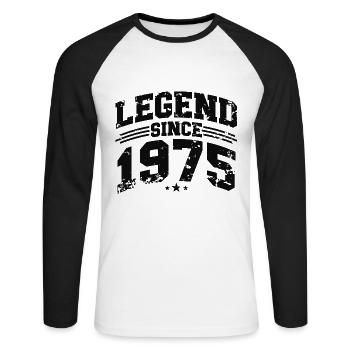 Legend Since 1975 Cadeau d’anniversaire vintage - T-shirt baseball manches longues Homme - blanc/noir - Devant - Nik (191cm)