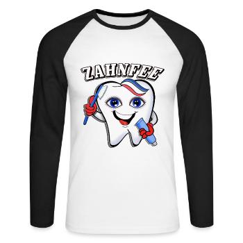 zahn zahnarzt zahnarzthelferin fee zahnpflege - Unisex Baseballshirt langarm - Weiß/Schwarz - Vorne - Nik (191cm)