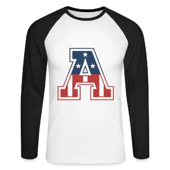 Letter A USA - Unisex Long Sleeve Baseball T-Shirt - white/black - Front - Nik (191cm)