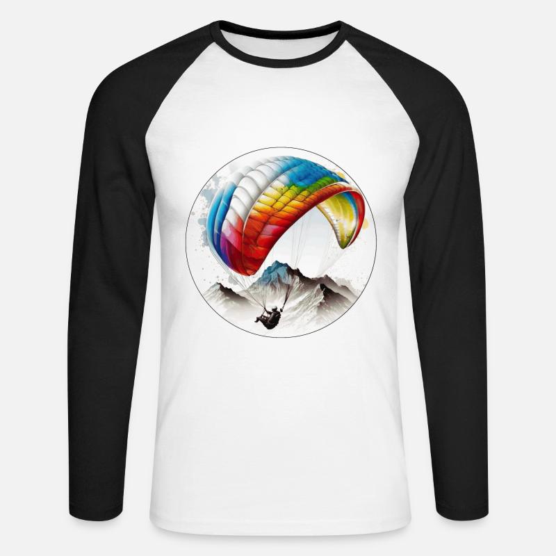 Paragliding Piloten können den Wind nutzen - Unisex Baseballshirt langarm - Weiß/Schwarz