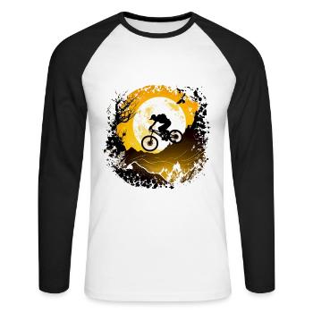 Le VTT freestyle, associé à des risques - T-shirt baseball manches longues Homme - blanc/noir - Devant - Nik (191cm)