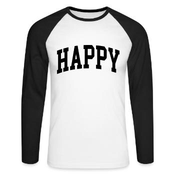 Content - T-shirt baseball manches longues Homme - blanc/noir - Devant - Nik (191cm)