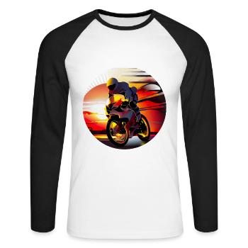 Les courses de motos attirent de nombreux fans - T-shirt baseball manches longues Homme - blanc/noir - Devant - Nik (191cm)