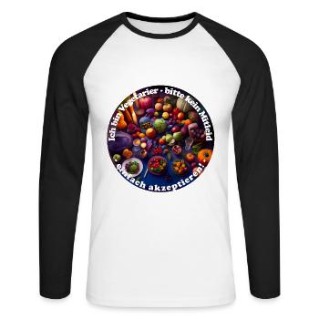 Vegetarier brauchen ausgewogene Ernährung - Unisex Baseballshirt langarm - Weiß/Schwarz - Vorne - Nik (191cm)