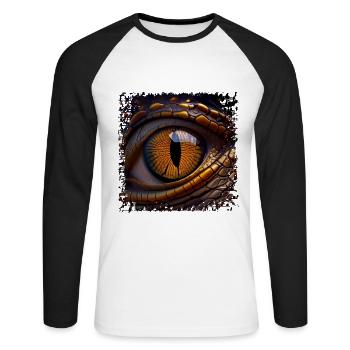 La photographie de l’iris, c’est de la macrophotographie - T-shirt baseball manches longues Homme - blanc/noir - Devant - Nik (191cm)