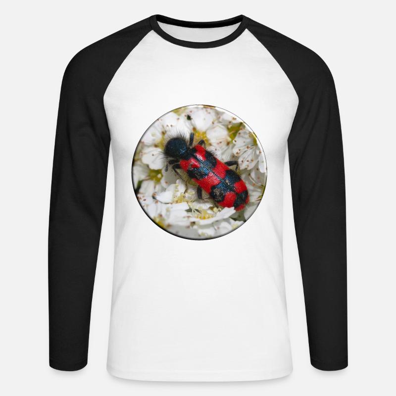 Der Bienenkäfer oder Bienenwolf - Unisex Baseballshirt langarm - Weiß/Schwarz