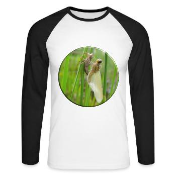Metamorphose heißt das Zauberwort bei den Insekten - Unisex Baseballshirt langarm - Weiß/Schwarz - Vorne - Nik (191cm)