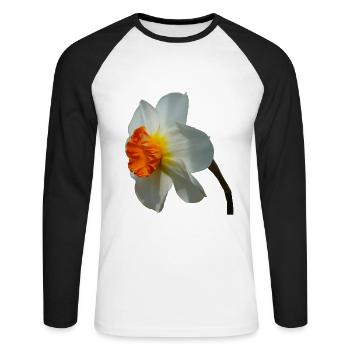 La jonquille est une fleur printanière - T-shirt baseball manches longues Homme - blanc/noir - Devant - Nik (191cm)