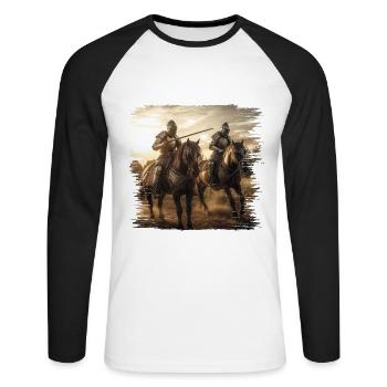 Knights show their skills in battle - Unisex Long Sleeve Baseball T-Shirt - white/black - Front - Nik (191cm)