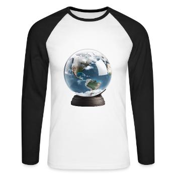 Pris au piège dans une boule à neige - T-shirt baseball manches longues Homme - blanc/noir - Devant - Nik (191cm)