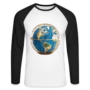 Nous sommes piégés dans la cage dorée - T-shirt baseball manches longues Homme - blanc/noir - Devant - Nik (191cm)