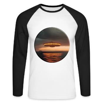Pourquoi les rapports sur les ovnis s’accumulent-ils? - T-shirt baseball manches longues Homme - blanc/noir - Devant - Nik (191cm)