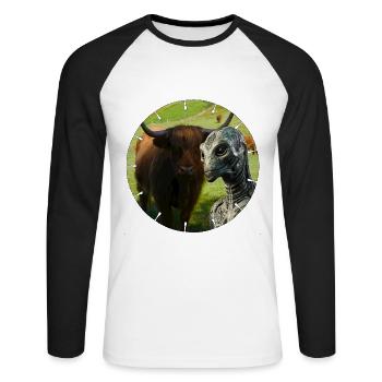 Alien fell into the camera ? - Unisex Long Sleeve Baseball T-Shirt - white/black - Front - Nik (191cm)