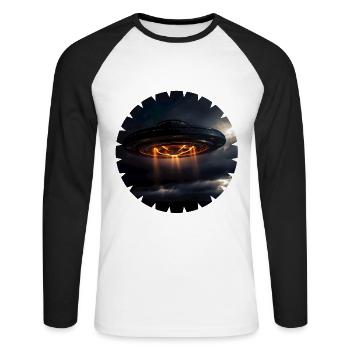 UFO sightings on social media - Unisex Long Sleeve Baseball T-Shirt - white/black - Front - Nik (191cm)
