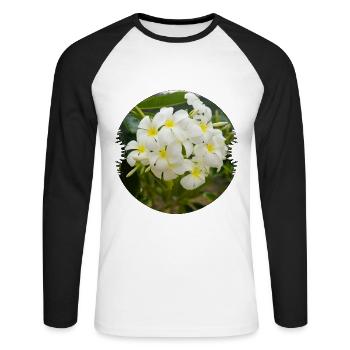 Les plumeria sont représentés sous les tropiques - T-shirt baseball manches longues Homme - blanc/noir - Devant - Nik (191cm)