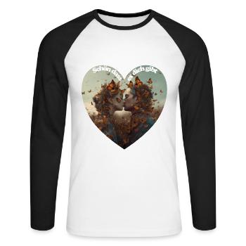 Schmetterlinge im Bauch - Unisex Baseballshirt langarm - Weiß/Schwarz - Vorne - Nik (191cm)