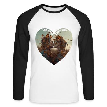 Das muss Liebe sein - Unisex Baseballshirt langarm - Weiß/Schwarz - Vorne - Nik (191cm)