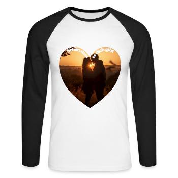 Lieben und geliebt werden sind wunderbare Gefühle - Unisex Baseballshirt langarm - Weiß/Schwarz - Vorne - Nik (191cm)