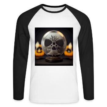 Boule à neige crépitante - T-shirt baseball manches longues Homme - blanc/noir - Devant - Nik (191cm)
