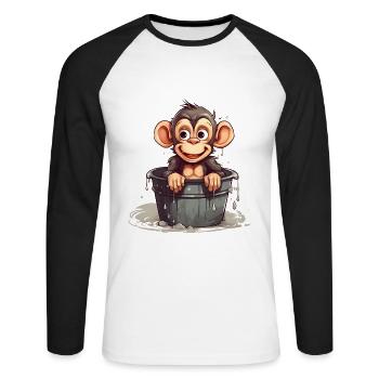 The monkeys are also feeling the effects of climate change - Unisex Long Sleeve Baseball T-Shirt - white/black - Front - Nik (191cm)