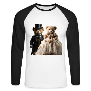 Two happy newlywed bears - Unisex Long Sleeve Baseball T-Shirt - white/black - Front - Nik (191cm)