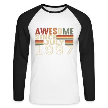 Juli 1987 Geburtstagsgeschenk Juli 1987 Jahrgang - Unisex Baseballshirt langarm - Weiß/Schwarz - Vorne - Nik (191cm)
