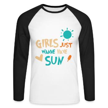 soleil d'été fille 03 - T-shirt baseball manches longues Homme - blanc/noir - Devant - Nik (191cm)