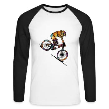 BMX MTB Mountain Bike Bicycle Road Bike Downhill - Unisex Long Sleeve Baseball T-Shirt - white/black - Front - Nik (191cm)
