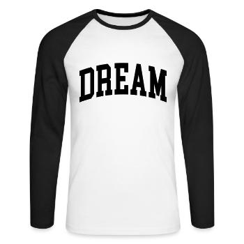 Dream - Unisex Baseballshirt langarm - Weiß/Schwarz - Vorne - Nik (191cm)