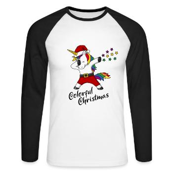 Christmas Unicorn colorful christmas gift - Unisex Long Sleeve Baseball T-Shirt - white/black - Front - Nik (191cm)