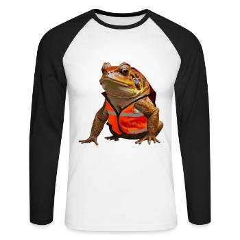 Ne soyez pas une grenouille et utilisez votre gilet de sécurité - T-shirt baseball manches longues Homme - blanc/noir - Devant - Nik (191cm)