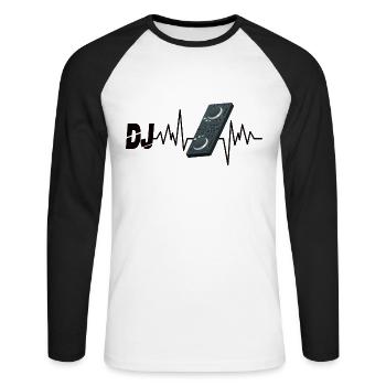 DJ Herzschlag - Unisex Baseballshirt langarm - Weiß/Schwarz - Vorne - Nik (191cm)