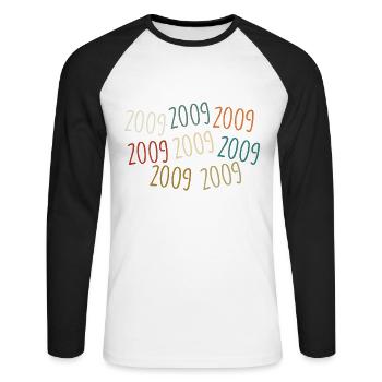 Né en 2009 - légendaire depuis 2009 - T-shirt baseball manches longues Homme - blanc/noir - Devant - Nik (191cm)